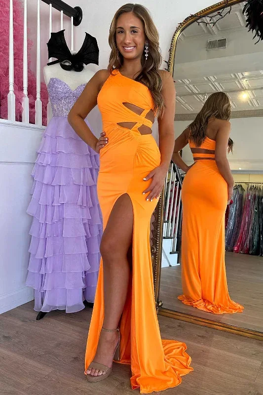 orange-one-shoulder-cut-out-waist-mermaid-prom-dress