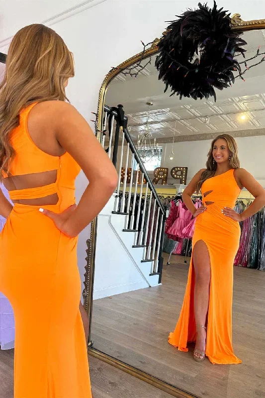 orange-one-shoulder-cut-out-waist-mermaid-prom-dress