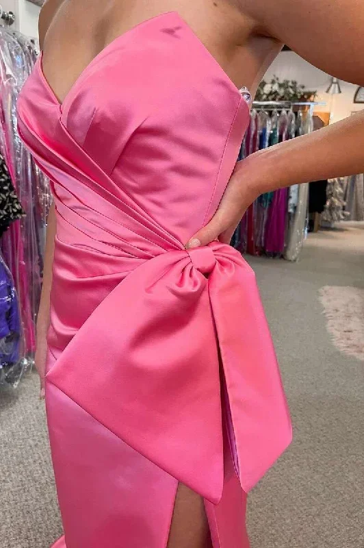 pink-satin-strapless-mermaid-long-formal-dress-with-big-bow