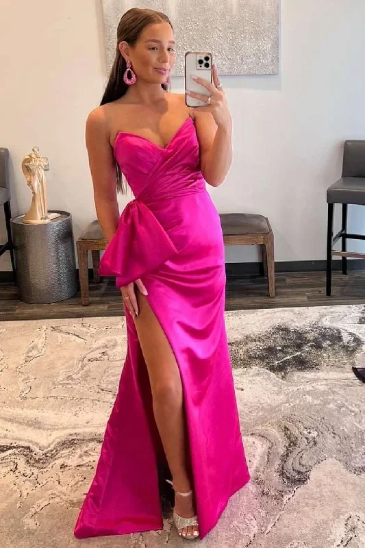 pink-satin-strapless-mermaid-long-formal-dress-with-big-bow