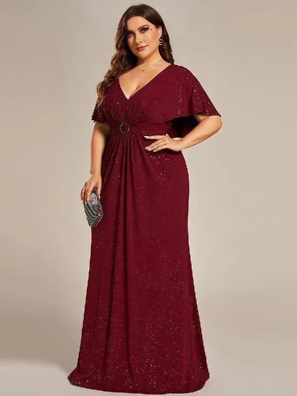 plus-size-glitter-bat-wing-sleeve-waist-cinching-mermaid-evening-dress-ee01891