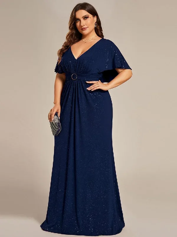 plus-size-glitter-bat-wing-sleeve-waist-cinching-mermaid-evening-dress-ee01891