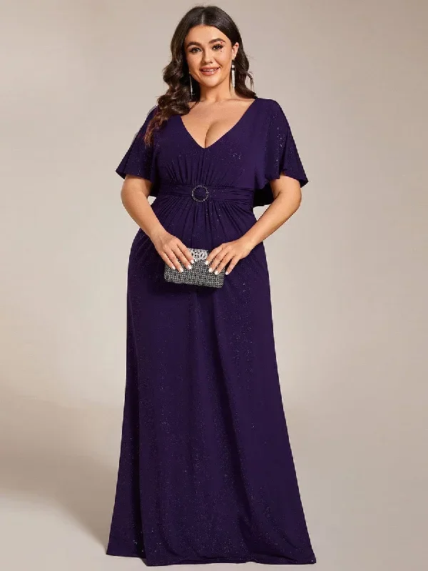 plus-size-glitter-bat-wing-sleeve-waist-cinching-mermaid-evening-dress-ee01891