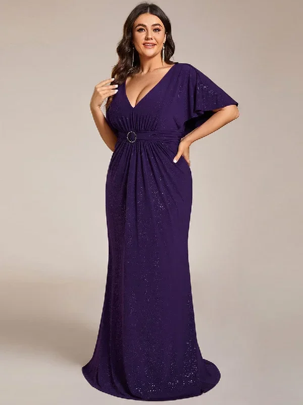 plus-size-glitter-bat-wing-sleeve-waist-cinching-mermaid-evening-dress-ee01891