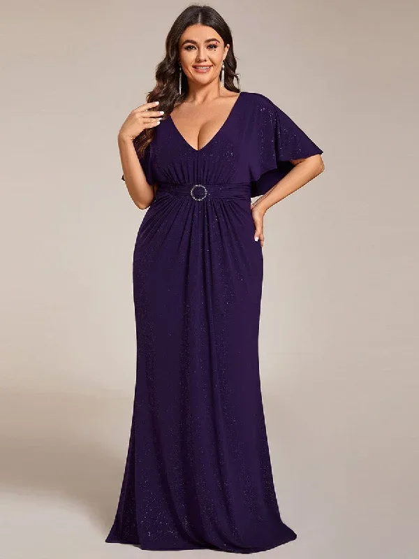 plus-size-glitter-bat-wing-sleeve-waist-cinching-mermaid-evening-dress-ee01891