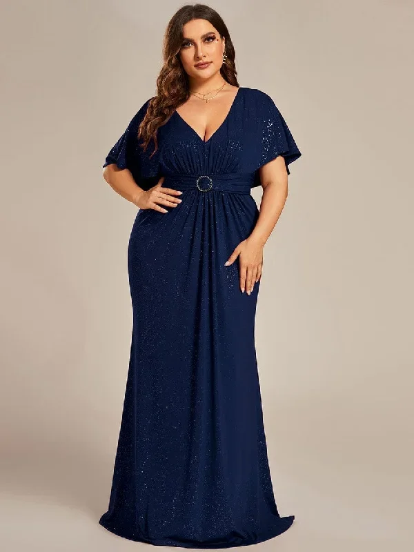 plus-size-glitter-bat-wing-sleeve-waist-cinching-mermaid-evening-dress-ee01891