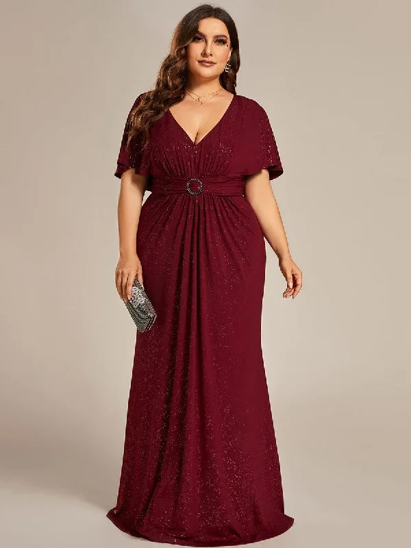 plus-size-glitter-bat-wing-sleeve-waist-cinching-mermaid-evening-dress-ee01891