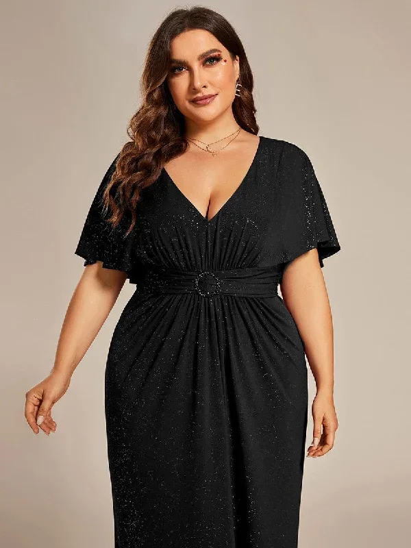 plus-size-glitter-bat-wing-sleeve-waist-cinching-mermaid-evening-dress-ee01891