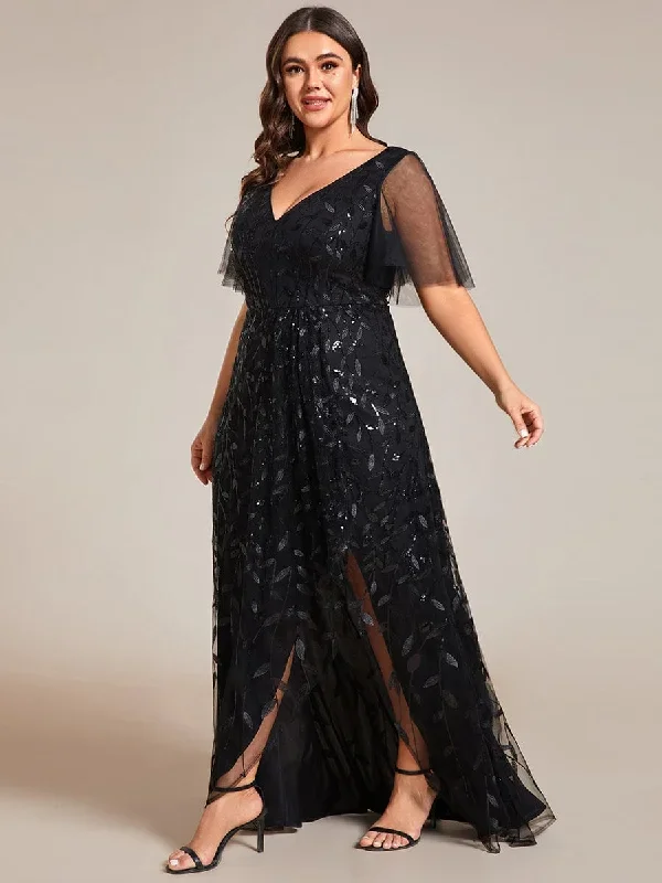 plus-size-short-sleeves-sequin-high-low-v-neck-midi-formal-evening-dress-ee02083