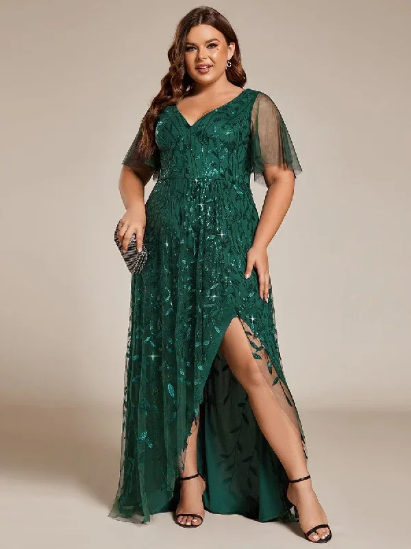 plus-size-short-sleeves-sequin-high-low-v-neck-midi-formal-evening-dress-ee02083