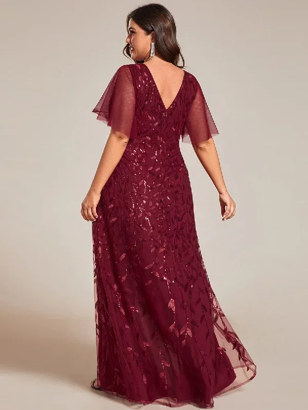 plus-size-short-sleeves-sequin-high-low-v-neck-midi-formal-evening-dress-ee02083