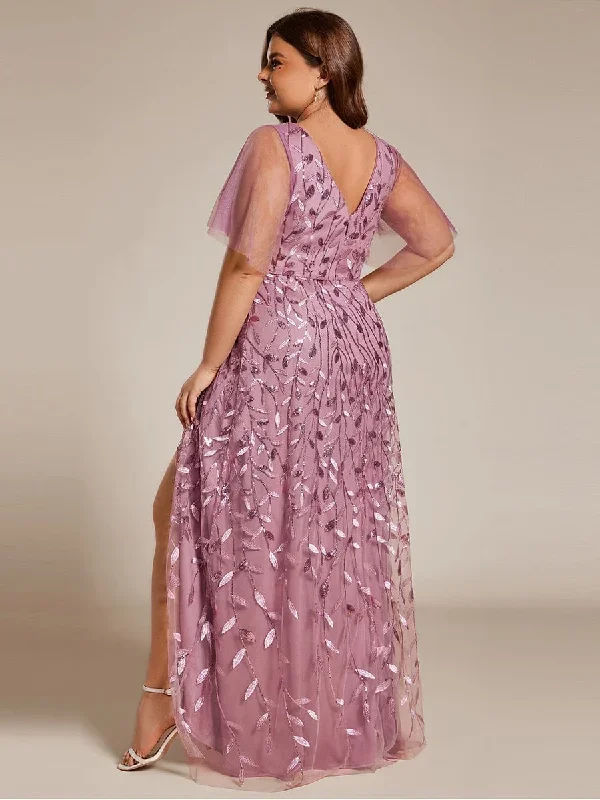 plus-size-short-sleeves-sequin-high-low-v-neck-midi-formal-evening-dress-ee02083