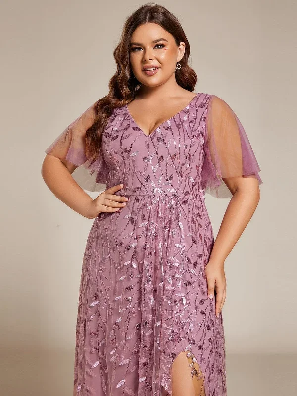 plus-size-short-sleeves-sequin-high-low-v-neck-midi-formal-evening-dress-ee02083