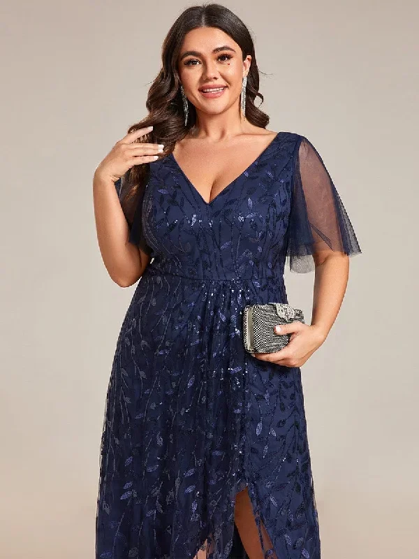 plus-size-short-sleeves-sequin-high-low-v-neck-midi-formal-evening-dress-ee02083