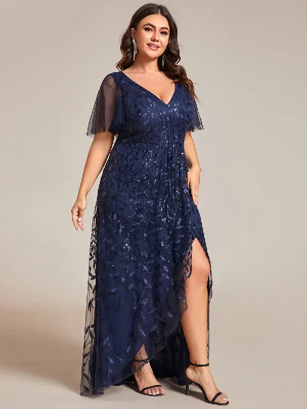 plus-size-short-sleeves-sequin-high-low-v-neck-midi-formal-evening-dress-ee02083