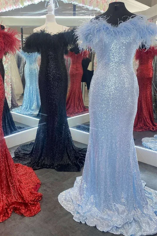 red-sequin-off-the-shoulder-feathers-mermaid-long-prom-gown