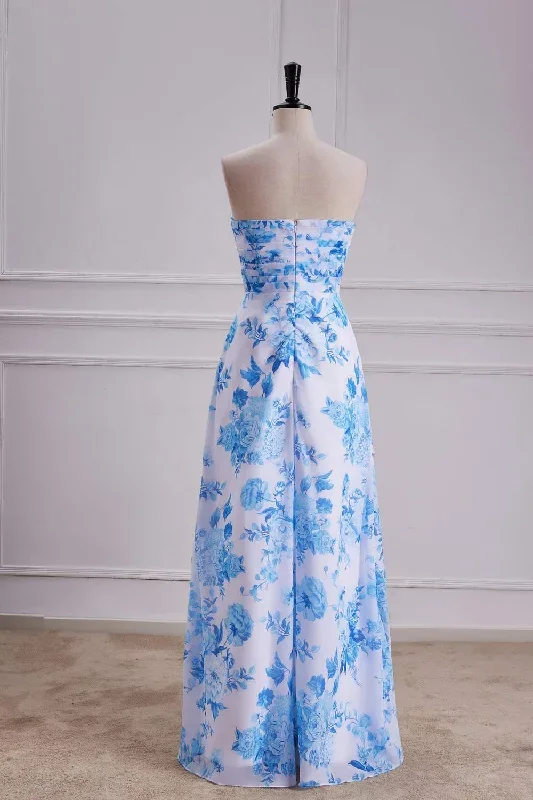 strapless-blue-floral-print-pleated-long-prom-dress