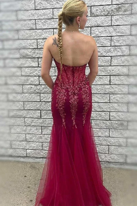 wine-red-tulle-beaded-strapless-mermaid-long-formal-dress